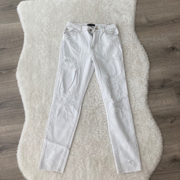 White/Cream destroyed jeans - Picture 1 of 3
